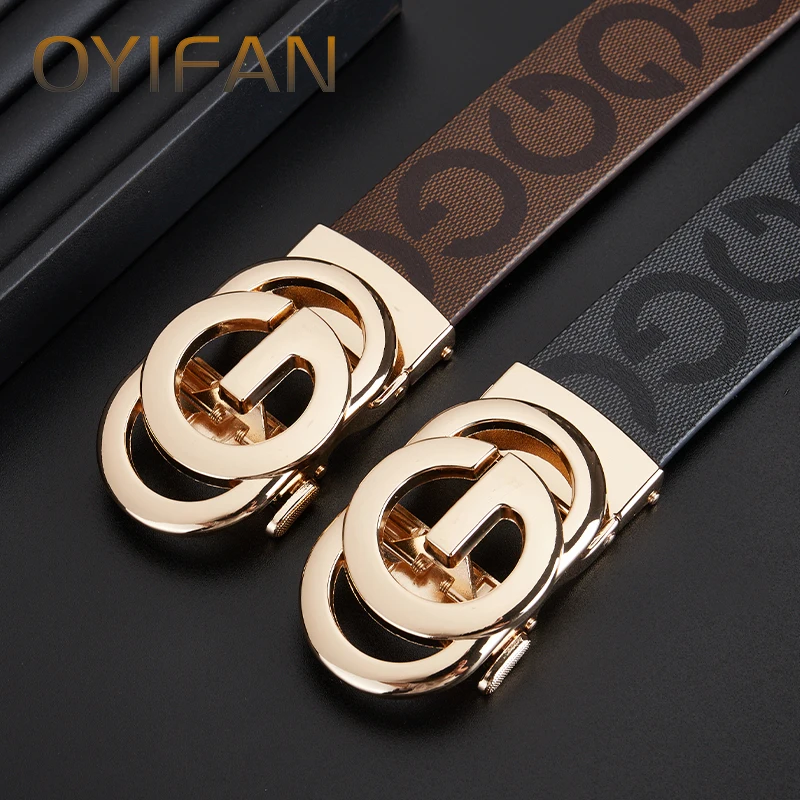 Men\'s genuine leather belt, ratchet belt, fashionable designer belt, men\'s popular style, high-quality genuine cowhide, durable