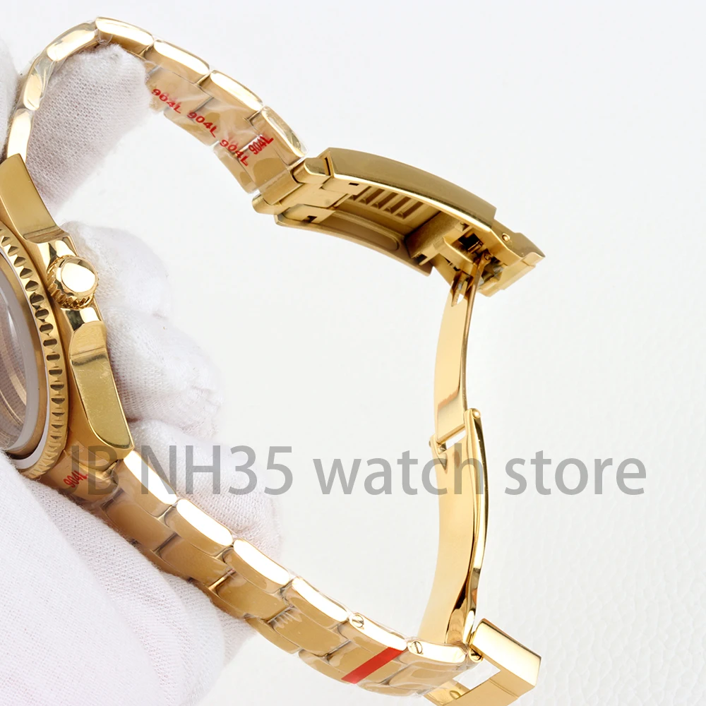 40MM NH35 Gold Watch Case Waterproof Solid Oyster Bracelet For SUB GMT NH34 NH35 NH36 Movement 28.5mm Dial Watch Accessories