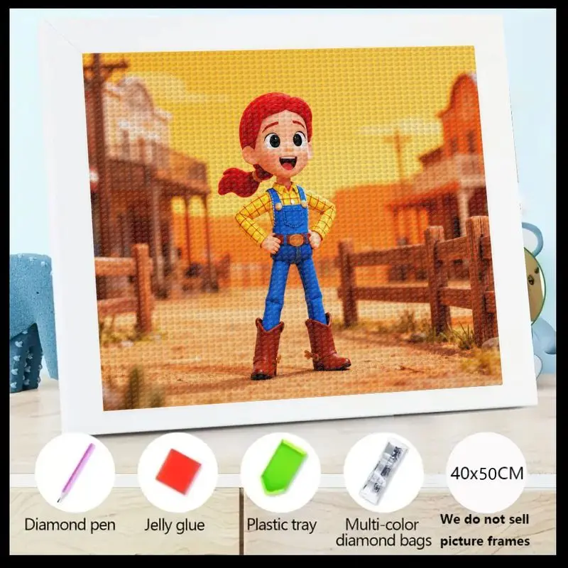 

1 шт. История игрушек Джесси Алмазная картина 5D Милый мультфильм Пастушка Искусство DIY Полный набор сверл для детей и взрослых, 40x50 см Большой драгоценный камень Кристалл