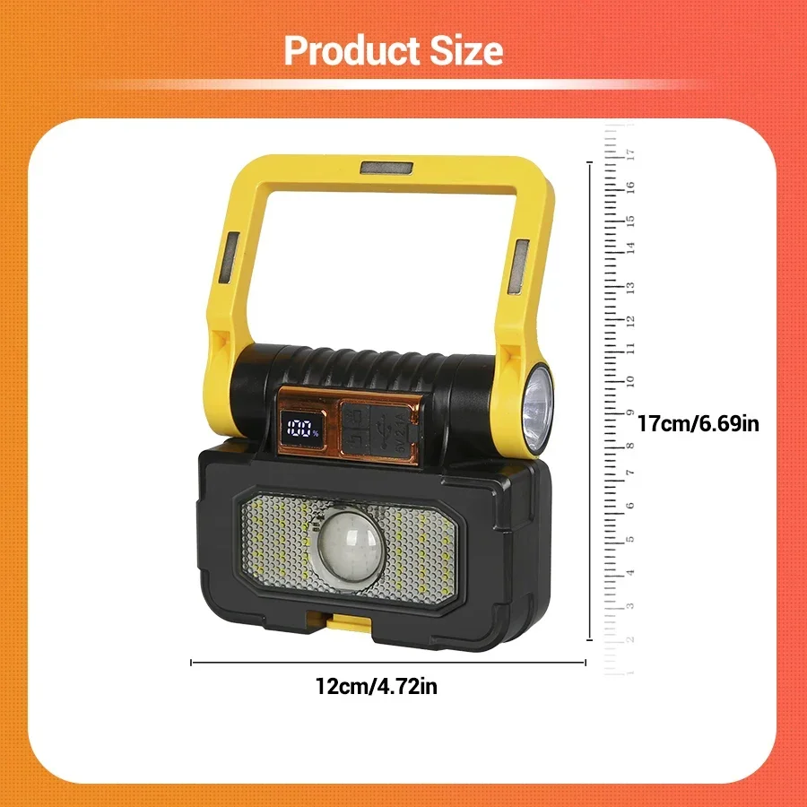 F5 COB LED Solar Work Light Hardware Toolbox Rechargeable Flashlight Inspection Lamp with Magnetic Hook Built-in Portable lamp