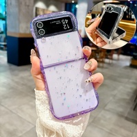 Fashion Cute Arc Wave Star Bling Glitter Laser Sequins Case For Samsung Z Flip 6 5 4 3 Shockproof Soft Silicone Clear Back Cover