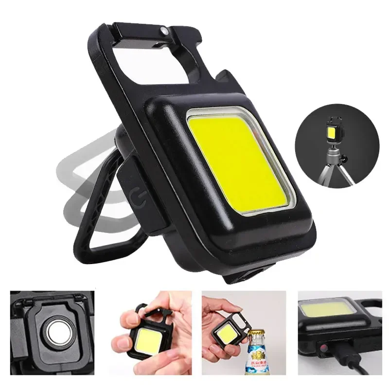 

Multifunctional Mini Glare COB Keychain Light USB Charging Emergency Lamps Strong Magnetic Repair Work Outdoor Camping Light