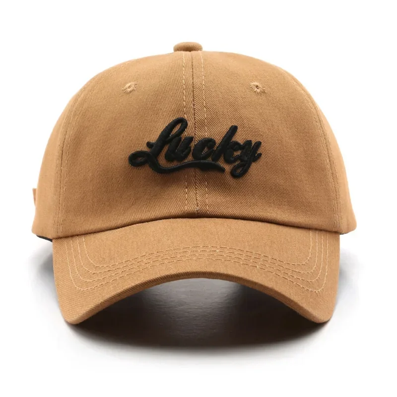 Lucky Embroidery Casual Baseball Cap Solid Color Simple Dad Hat Unisex Sun Hats For Women Men