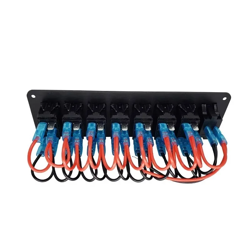 7 Gang Rocker Switch Panel Caravan Marine Boat Switch Panel Waterproof with USB Charger Voltmeter for Auto RV Vertical UTV Truck