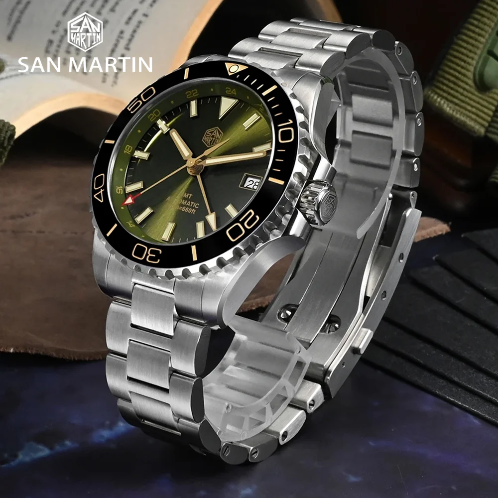 Saint Martin Original 2024 New 39mm Diver Men GMT Watch Enamel Dial Automatic Watch NH34 Luxury Sapphire Mechanical Men's Watch