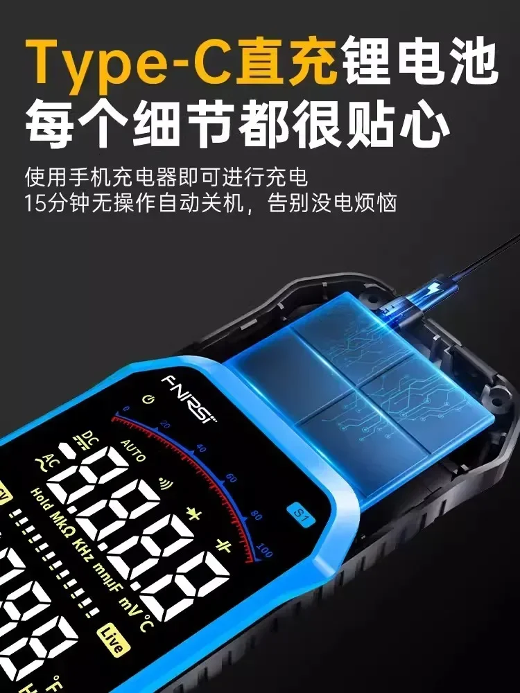 Multimetro/Digitale ad alta precisione/Tellemente automatico/Portatile/Ultra sottile/Anti bruciatura/Display digitale/Misuratore universale