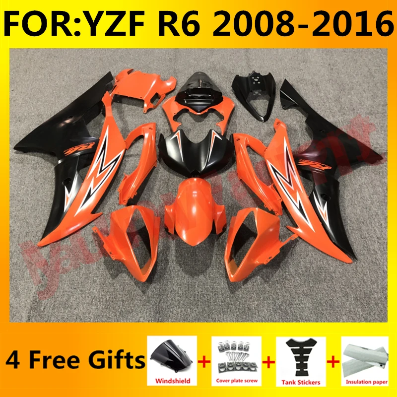 

Motorcycle full Fairing Kit fit For YZF R6 YFZ-R6 2008 2009 2010 2011 2012 2013 2014 2015 2016 Bodywork Fairings orange black