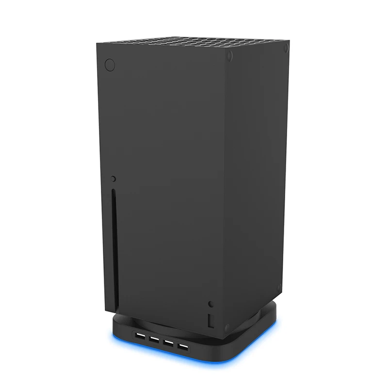Supporto verticale per accessori per console di gioco Xbox Series X Scaffale per controller di gioco con base per base a luce blu hub USB 2.0 a 4 porte