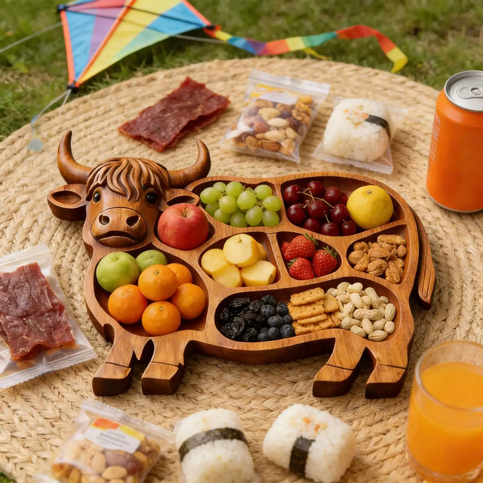 Charcuterie Board Wood Cow Shaped Platter Charcuterie Tray Cheese Platter for Christmas Housewarming Hosting Entertaining