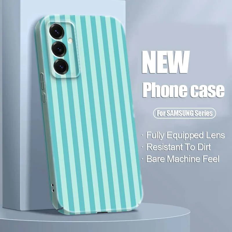 

Blue Vertical Striped Pattern Phone Case For Samsung A73 A57 A56 A55 A53 A51 A37 A36 A35 A26 A21s A16 A15 A07 5G Feilin Shell