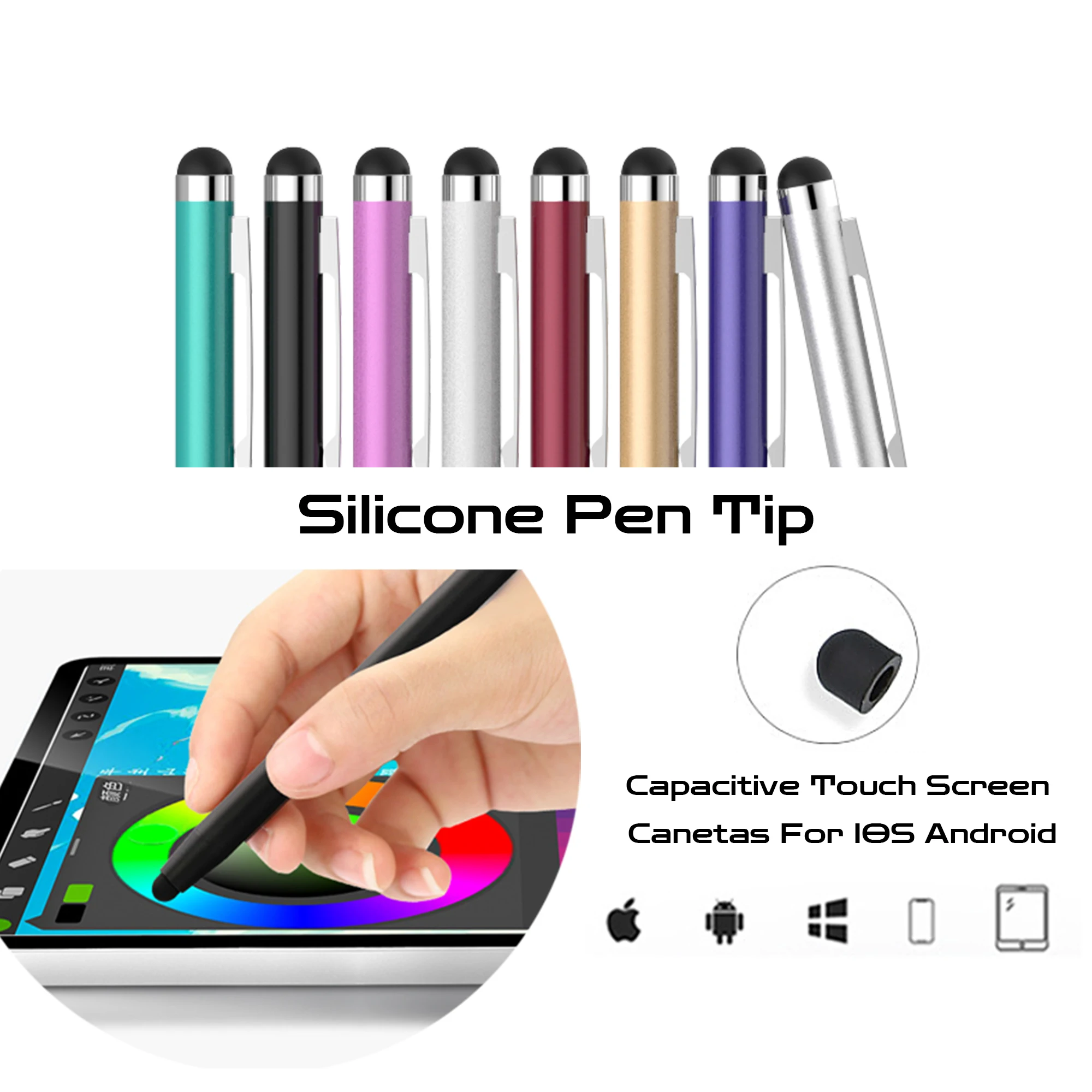 Custom Logo 2 in 1 Universal Stylus Pen With Ballpoint Pen Drawing Tablet Capacitive Screen Touch Pen for iPad iPhone Apple Andr