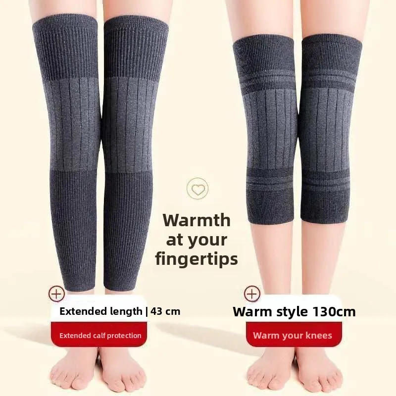 Draagbare warme kasjmier kniebeschermers om oude koude benen warm te houden voor gewrichten voor dames en heren, lange mouwen voor ouderen