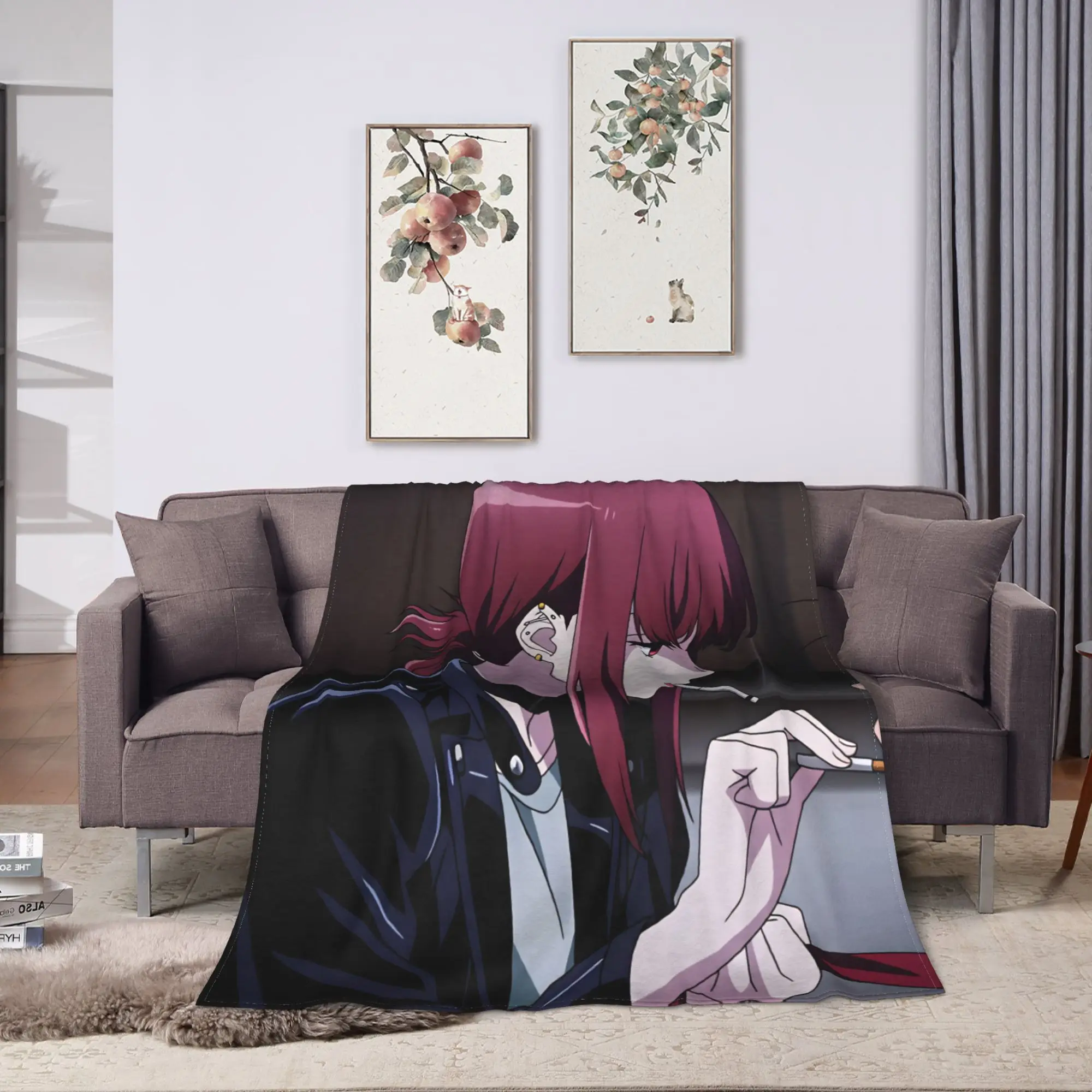 Travel Smoking Behind the Supermarket with You Throw Blanket  Flannel Bedspread For Couch Bed Aesthetic Sofa Bed Cover