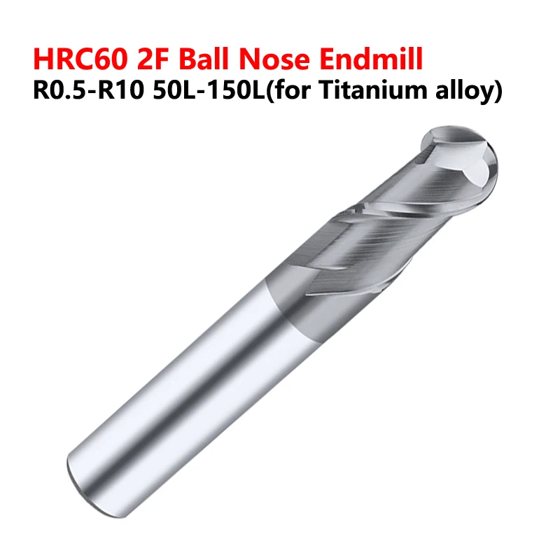 

OYYU HRC60 2-зубые 2F сферические концевые фрезы для титанового сплава, вольфрамовой стали R0.5 R0.75 Твердосплавные концевые фрезы с шаровой головкой с ЧПУ