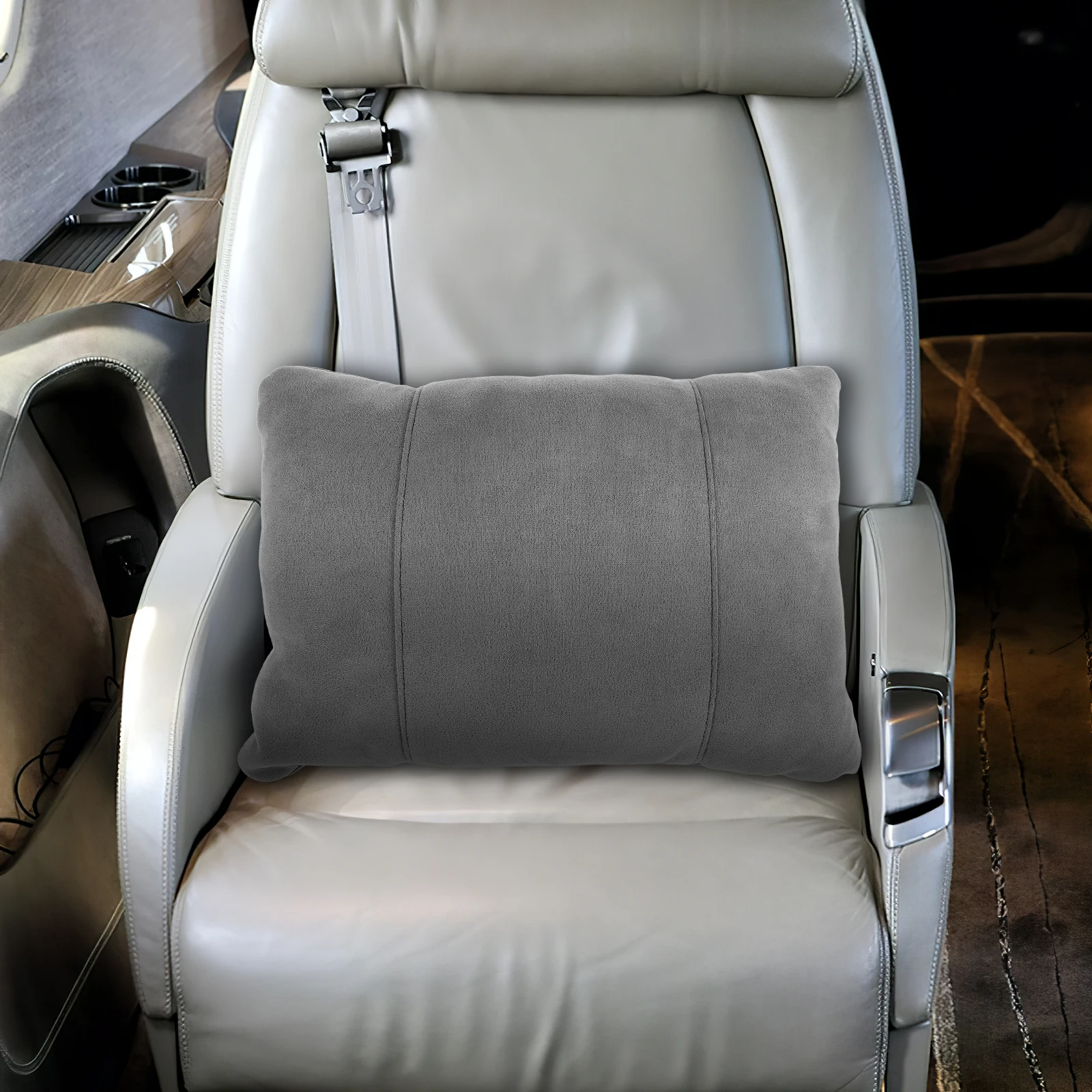 

Lumbar Support Pillow for Car Seat Grey Back Cushion for Driving Office Chair All Season Use Easy Installation