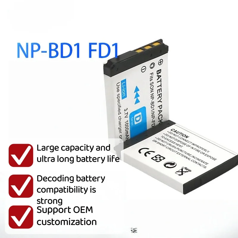 NP-BD1 FD1 3.7V 1000mAh Camera Battery Suitable for Sony TX1 T77 T700 T900 High-quality Ultra Long Endurance Lithium Battery