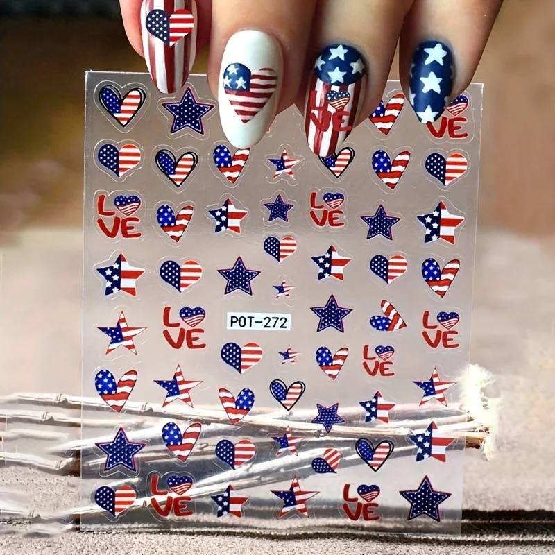 Cute Heart Cartoon Nail Stickers, Heart and Star Patterns, DIY or Nail Salon, Self-Adhesive Nail Supplies