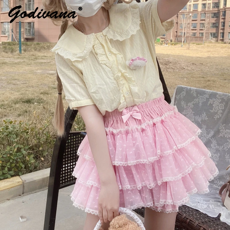 Lolita Pumpkin Pants JK Leggings Safety Pants New Summer Japanese Style Girl Female Outdoor Mesh Lantern Shorts