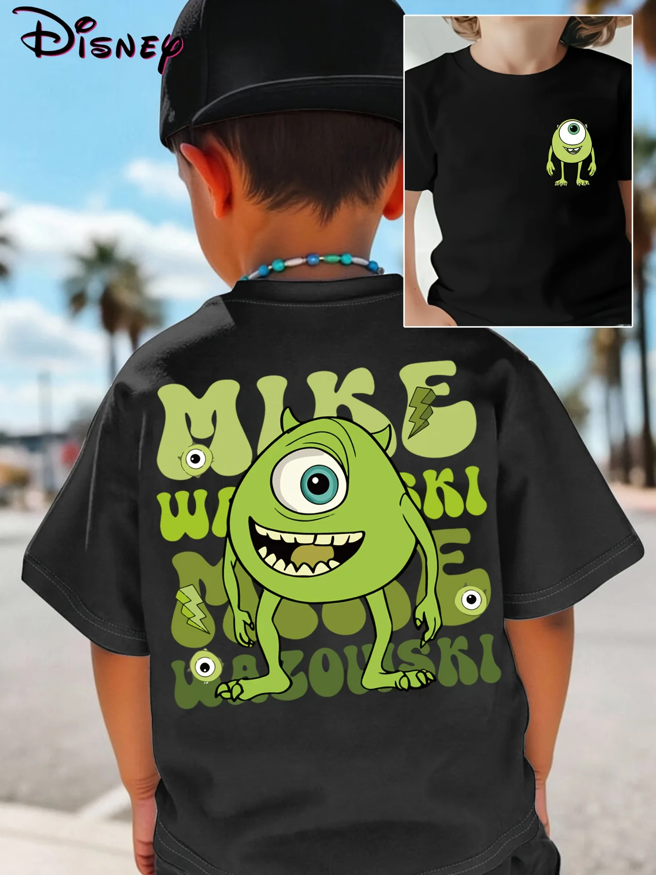 

2025 New Disney Printed Children's Street Fashion Trend Short Sleeve Pure Cotton Round Neck T-shirt