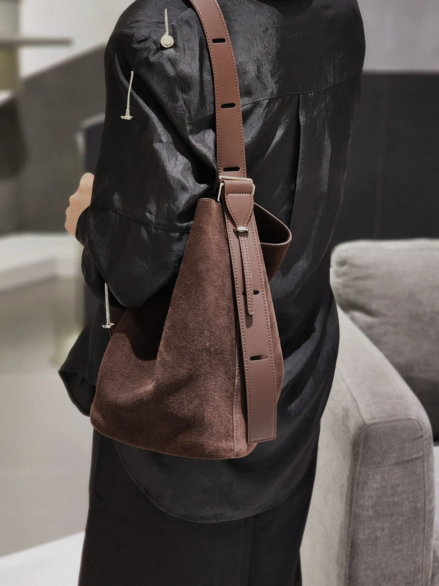 

FIRMRANCH классическая простая трубчатая конструкция однотонная женская сумка на плечо большой вместимости сумка-тоут высокого качества из замши и воловьей кожи