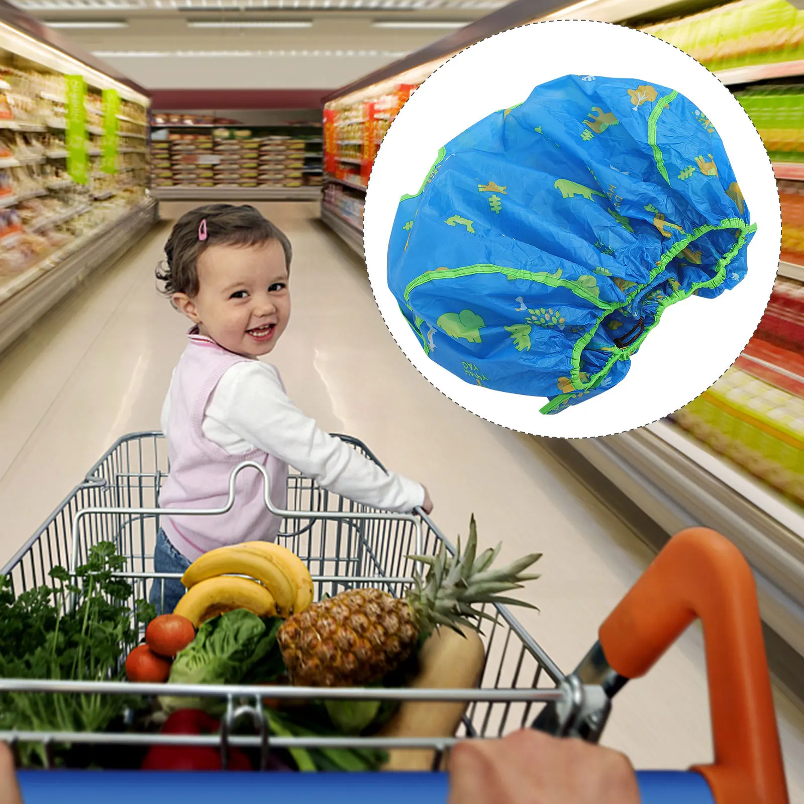 

Cartoon Shopping Cart Cover Baby High Chair Protective Cover Waterproof Lightweight Portable for Toddlers Grocery Cart Seat