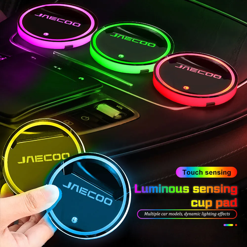 For Jaecoo J7 J8 PHEV J5 J6 J3 2026 2025 Car Glowing Coasters LED Light Water Cup Holder Mat 7 Colors Car USB Charging Coaster
