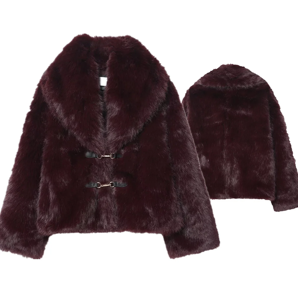 

Dave&Di Winter French Faux Fur Burgundy Vintage Parka Coat Jacket Elegant Warm Women's Jacket Woman Clothes Tops