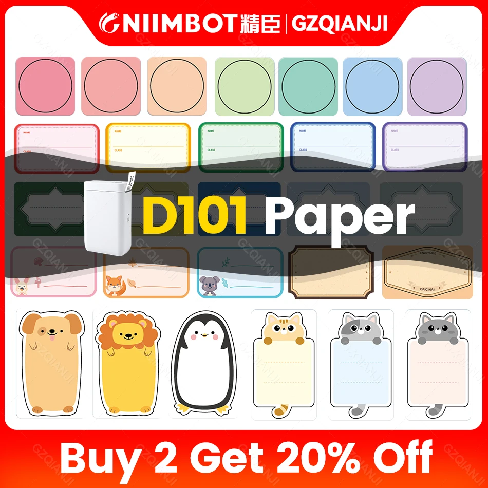 Niimbot 2 Inch Sticker Label Paper Roll White Color Cable Sticker Papers For Portable Label Thermal Printer D101 Home Office Use