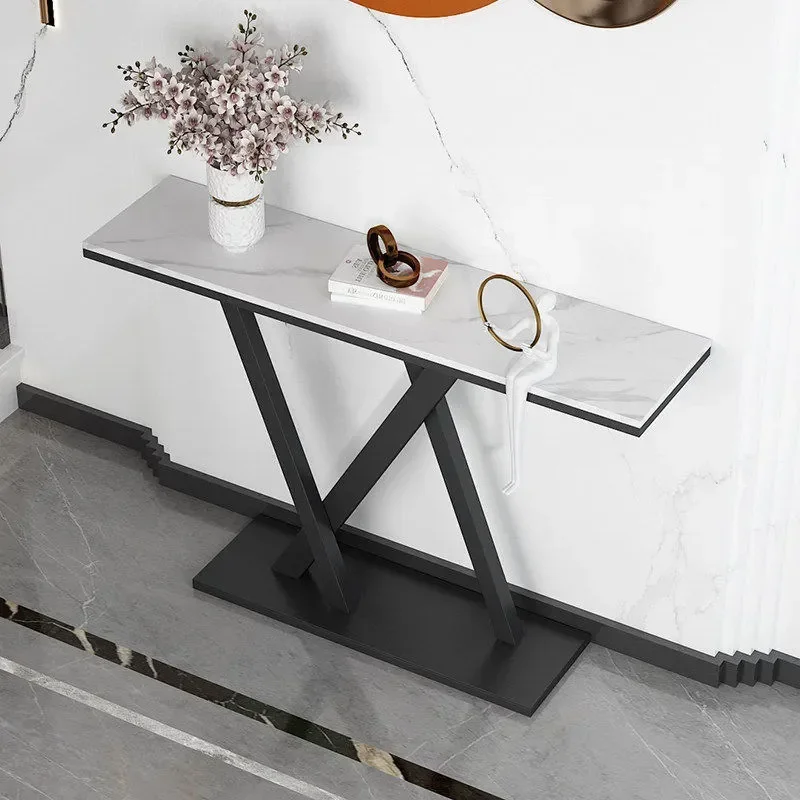 Modern Slate Entryway Table Narrow Console Table Against Wall Luxury Entrance Cabinet Simple Corridor End View Table for
