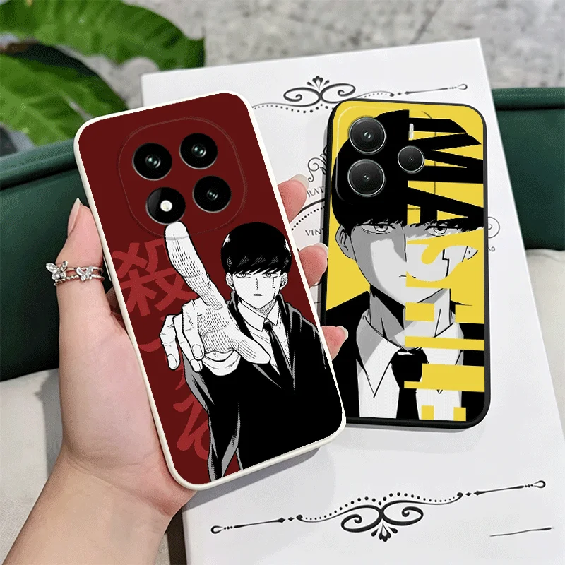 Funda de teléfono suave con diseño de anime Mashle Magic And Muscles para Xiaomi Redmi Note 12 13 14 15 Pro Plus + 12S 11S 4G 11T 5G, color negro y blanco, para parejas
