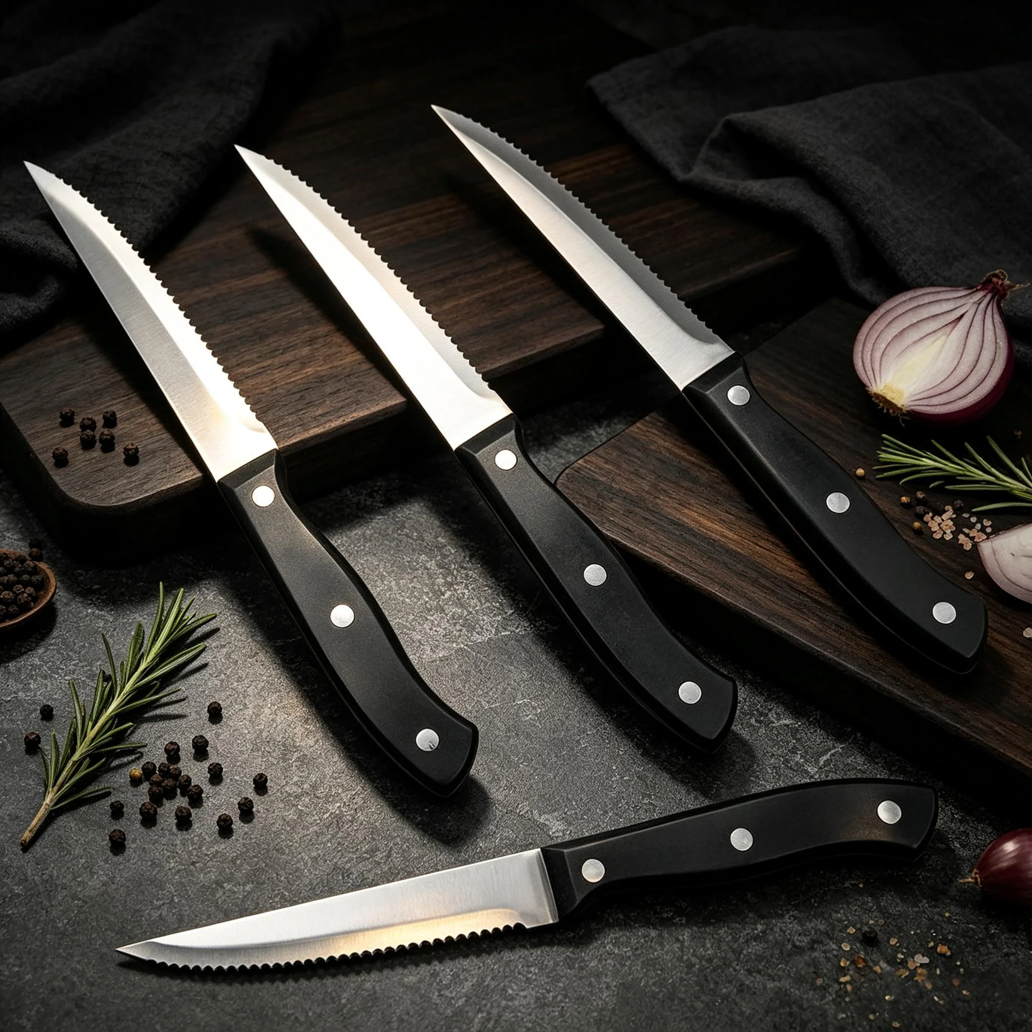 Stainless Steel Steak Knife Cutting Meat Serrated Blade Cutlery Bread Cutter Advanced Polypropylene Handle Wholesale Knife Set