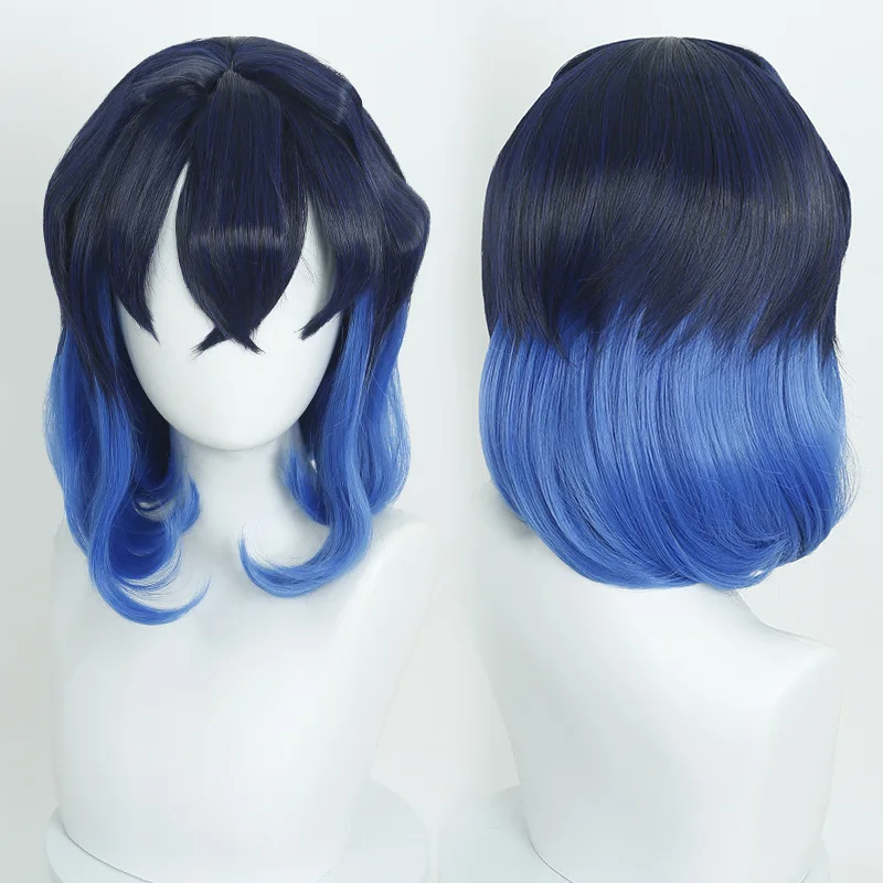 

Hashibira Inosuke Cosplay Wig Anime Black Blue Hair