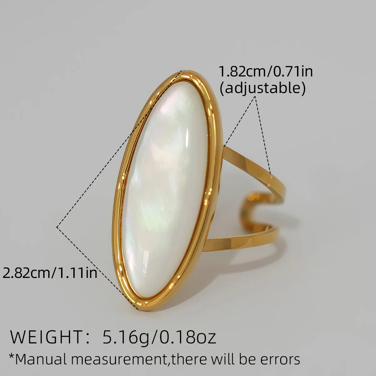 Women's 18K Gold Plated Adjustable Stainless Steel Ring