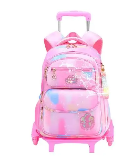 Rollende Zakken Met Trolley Rollende Rugzak Voor Meisjes 18 Inch Kids School Trolley Tassen School Wielen Rugzak Tas