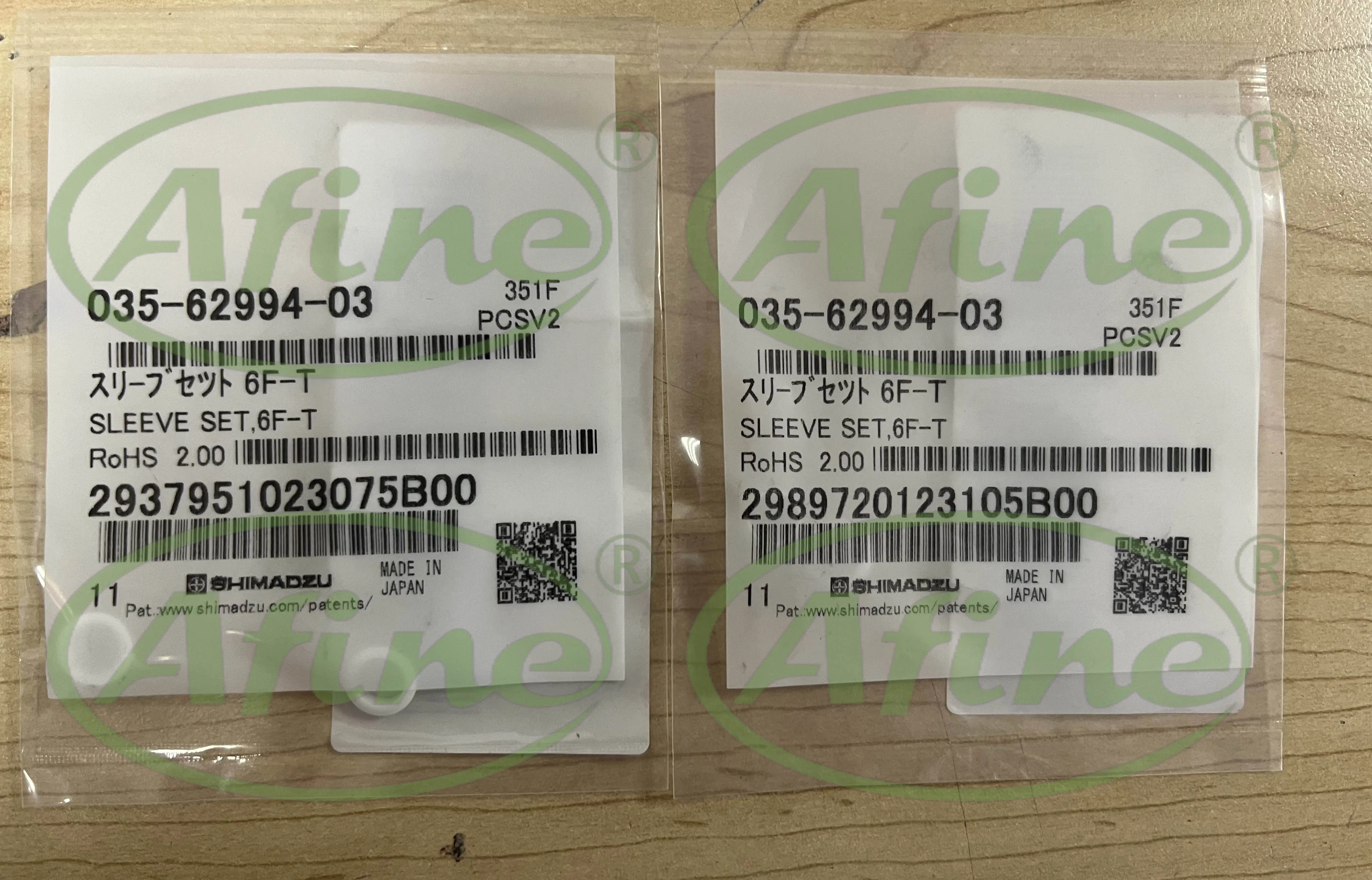 

AFINE Agilent SHIMADZU 035-62994-03,SLEEVE SET 6F-T (2PCS/SET) for TOC-V CPH／CPN