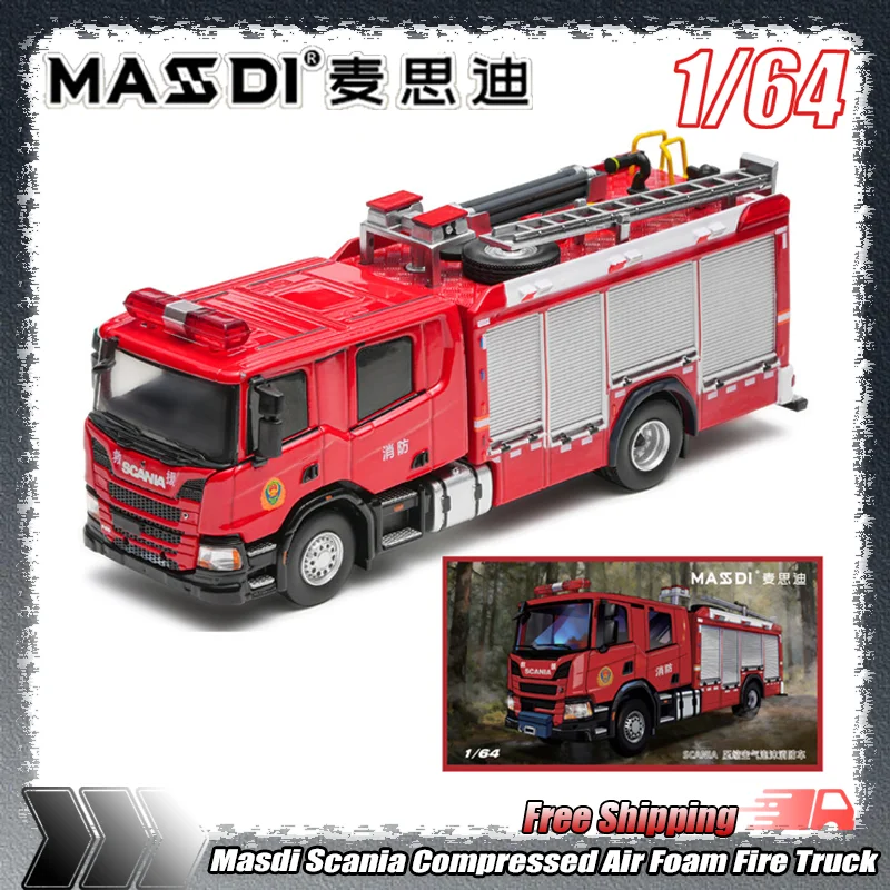

Новая модель пожарной машины Masdi 1:64 SCN1002 с пенной пушкой и пожарной пушкой SCN1003 для экстренного реагирования, литая под давлением, из сплава, детская игрушка, подарок