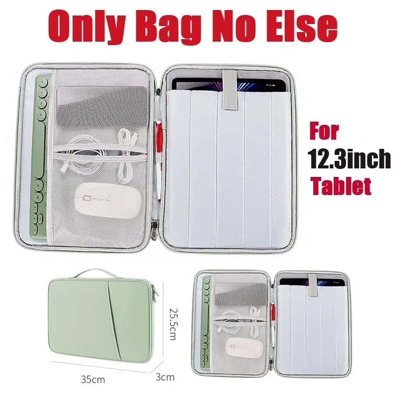 for Honor MagicPad4 2 3 Pro 12.3in Tablet Storage Bag Waterproof Sleeve Multi Pockets Handle Zip Pouch for Cable Mouse Keyboard