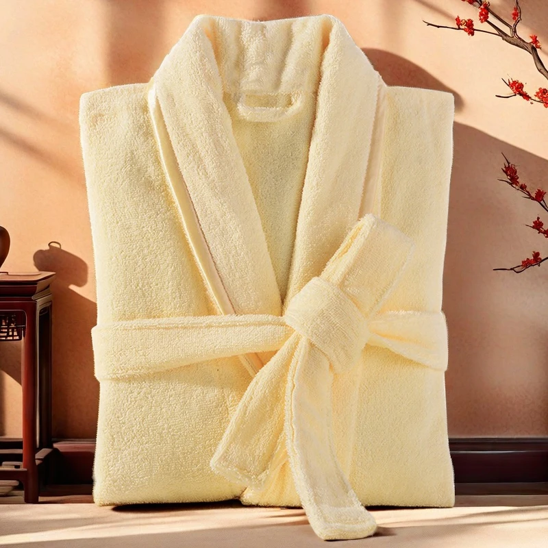 100% Cotton Toweling Robe Lovers Soft Long Bath Robe Men Women Nightrobe Sleepwear Casual Home Bathrobe Hotel Robe Thickening