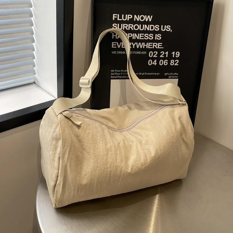 Shoulder Bag Student Casual Handbag Canvas Large Capacity Storage Bag New Popular Simple Solid Color Zipper Crossbody All-match