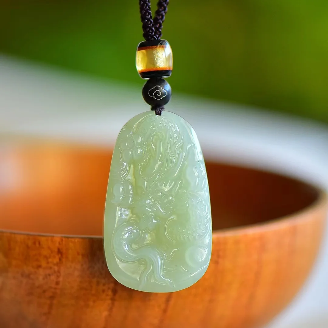 

New exquisite Hetian Jade Dragon Pendant Jewelry 4071#