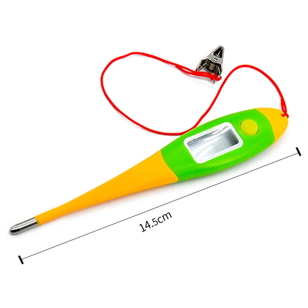 獣医用体温計 デジタル 豚 牛 羊 犬用 LCDディスプレイ付き 正確な温度測定 オレンジ