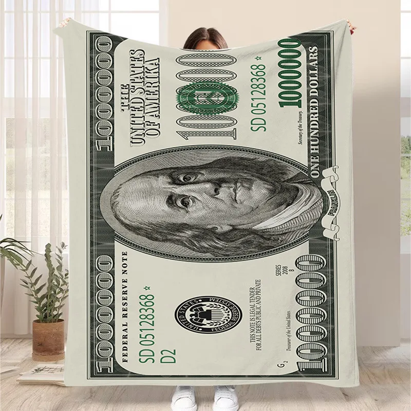 Novelty Dollar Print & Anime & Superhero Throw Blanket, Soft Warm Blanket for Sofa Bed Camping Travel, Unique Home Decor Gift