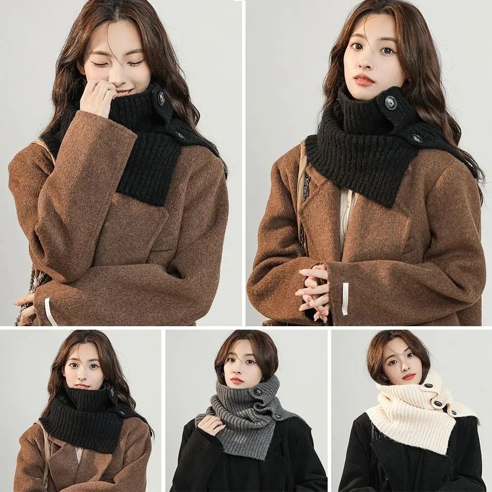 Knitted Fake Collar Scarf Women Warm Turtleneck Neck Warmer Detachable Winter Windproof Scarf