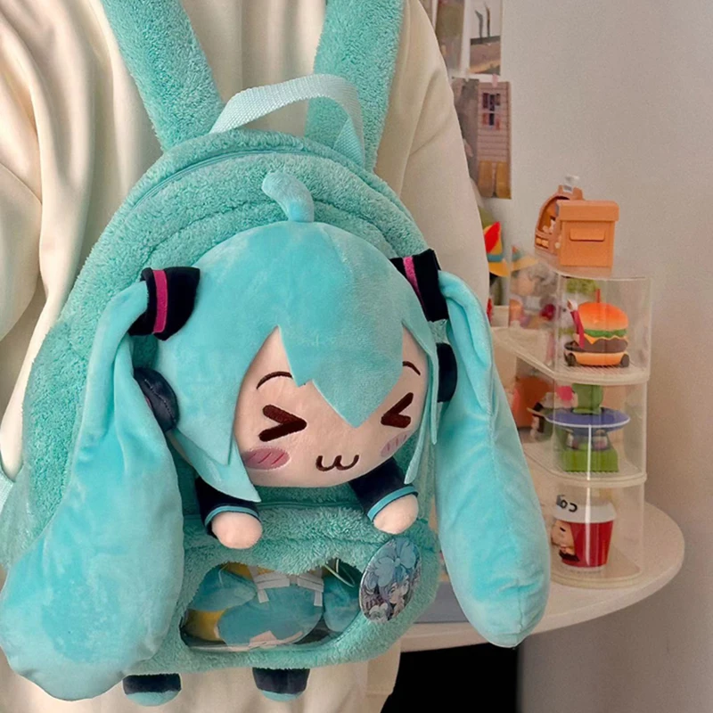 Hatsune Miku Sweet And Cute Creative Anime Picture Embroidery Fashion Large Capacity Storage Soft Plush Backpack Girl Toy Gift