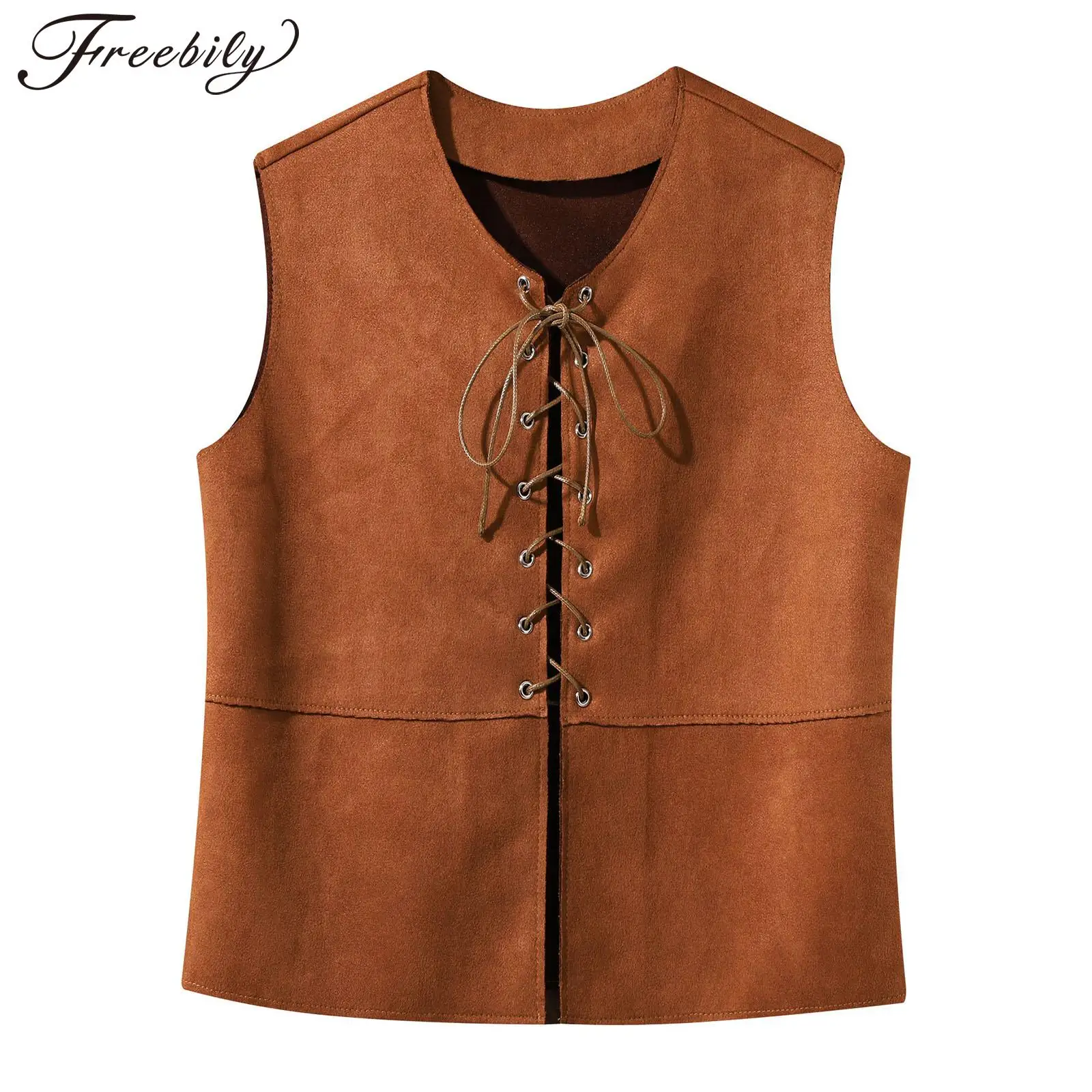 

Halloween Costumes Boys Gothic Vests Steampunk Waistcoat Pirate Medieval Renaissance Party Lace-up West Cowboy Outfits