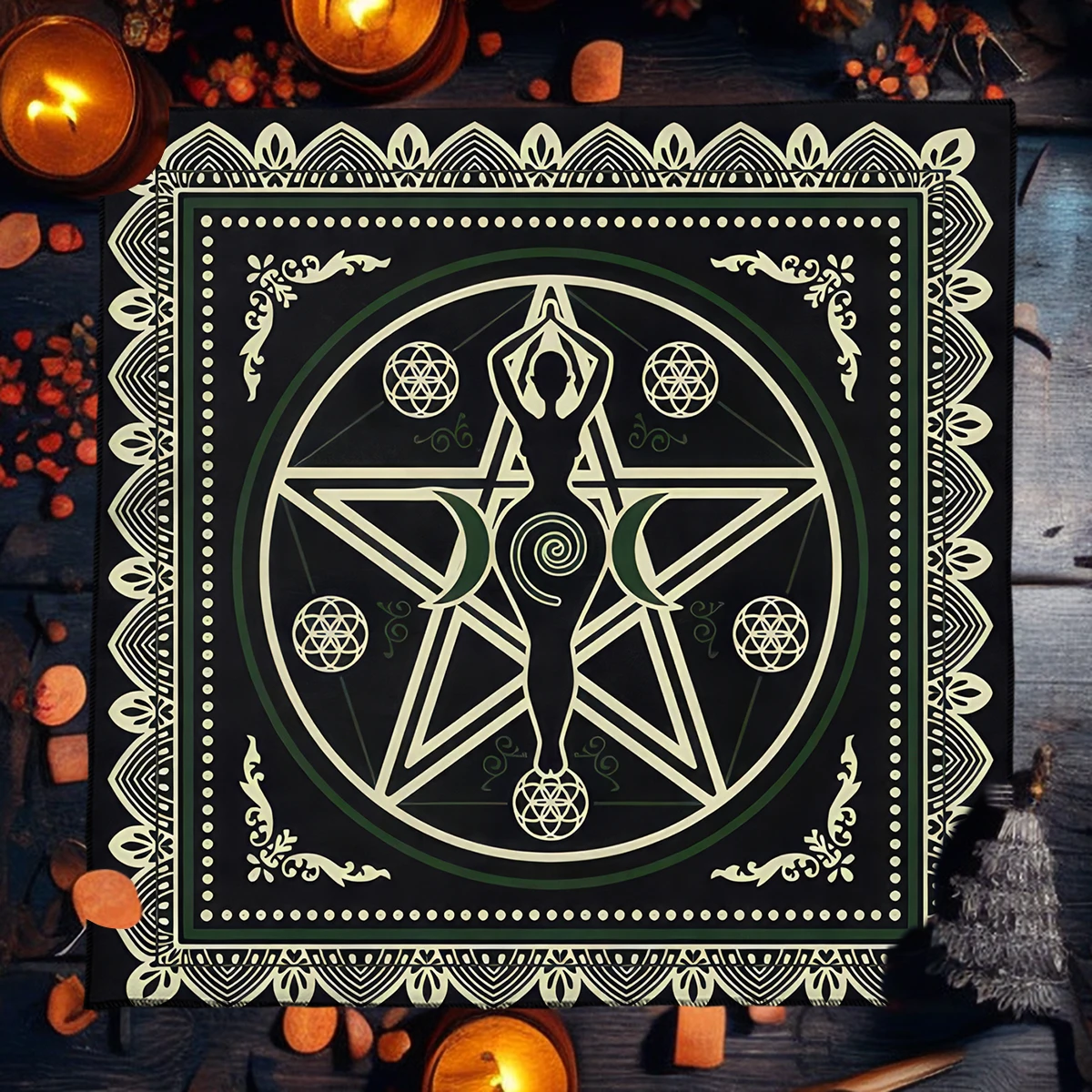 Witchcraft Goddess Altar Cloth Tarot Card Tablecloth Five-Pointed Star Design Tarot Tablecloth For Spread Tarot Reading Cover