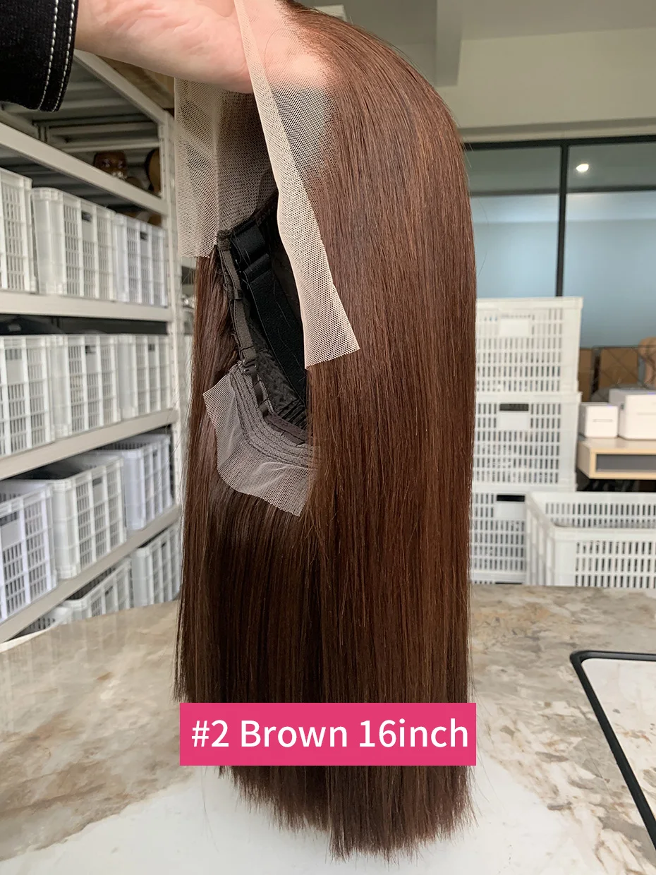 

#2 Brown Chocolate Color 250 Density Lace Frontal Wig Human Hair Raw Vietnamese Double Drawn 13x4 Bob Lace Front Human Hair Wigs