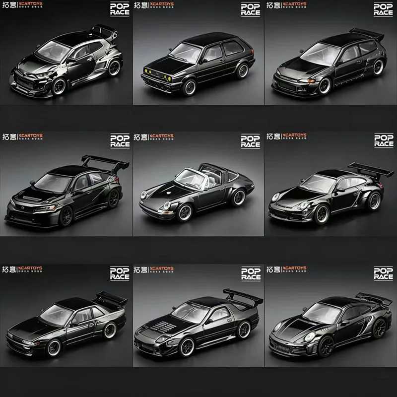 XCarToys 1/64 POPRACE Nissan SKYLINE GTR R33, Coche Skyline Electrochapado, Modelo de Metal Fundido a Presión, Juguete para Niños