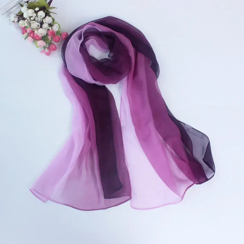 Summer Fashion Chiffon Scarves Gradient Colors Beach shawl Georgette Female Silk Scarves 50 *160cm Long Gauze Chiffon Scarf