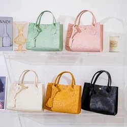 Girls Solid Color Embossed Handbag Fashion Simple Large Capacity Temperament Fresh Sweet Crossbody Bag Ladies Hand Bags